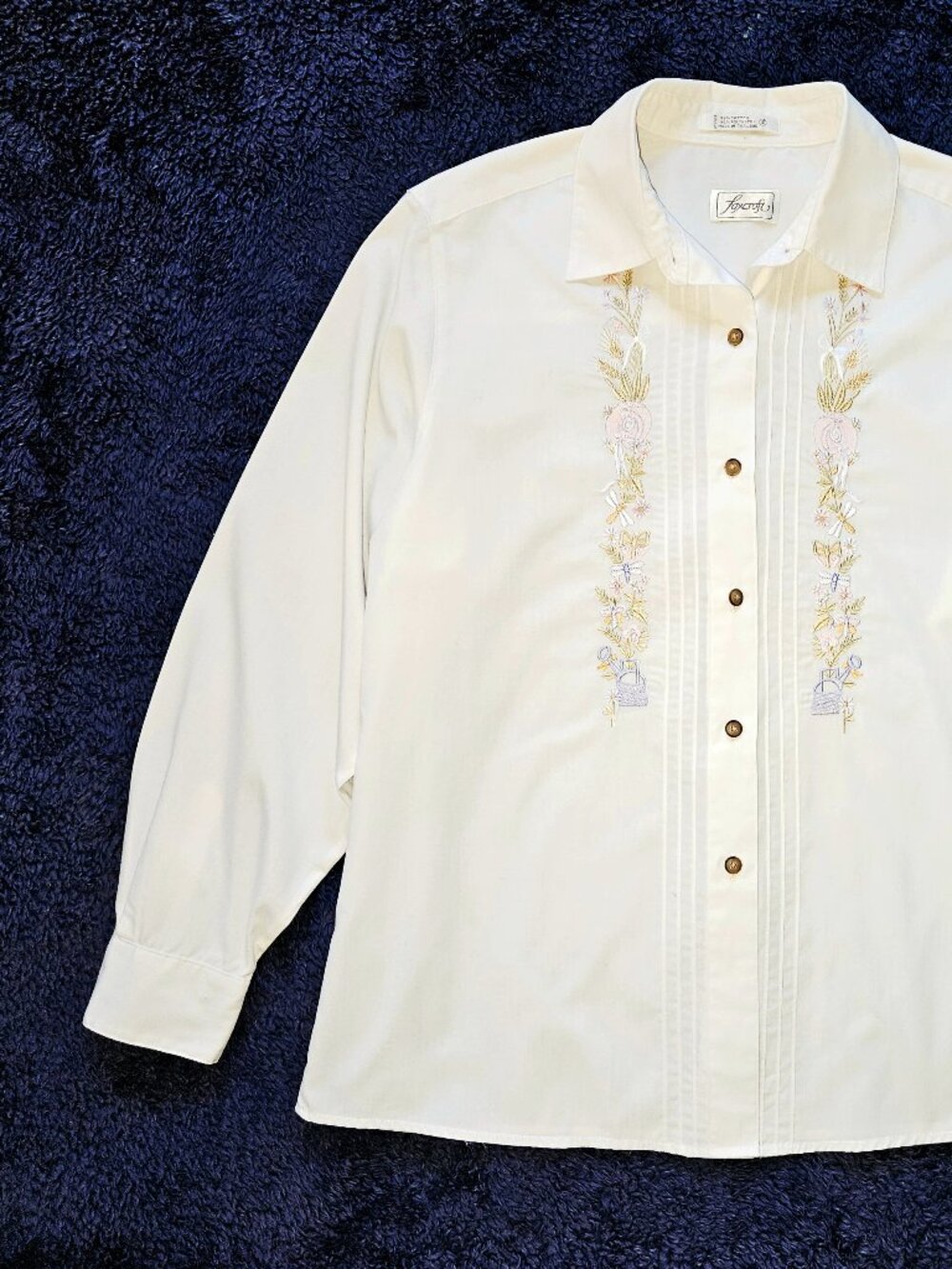 Foxcroft VTG 90's Women's Wrinkle-free Embroidered Button-down Shirt Blouse 10